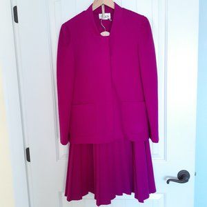Vintage Devon 60's/70's Jacket & Pleated Skirt Set Fuchia Pink Purple Size 10